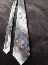 Vtg 70's Mens MOD Hollywood Neck Tie Wide Brown Beige Blue