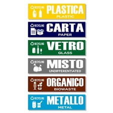 GamesMonkey® - Adesivi Raccolta Differenziata Ricliclo Rifiuti Spazzatura v2