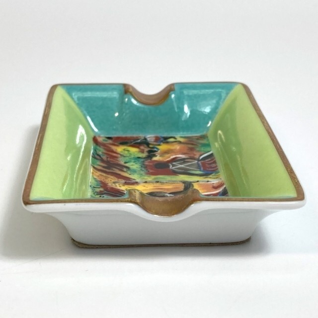 HERMES Africa Mini Ashtray 2pc Set Multicolor Print Porcelain