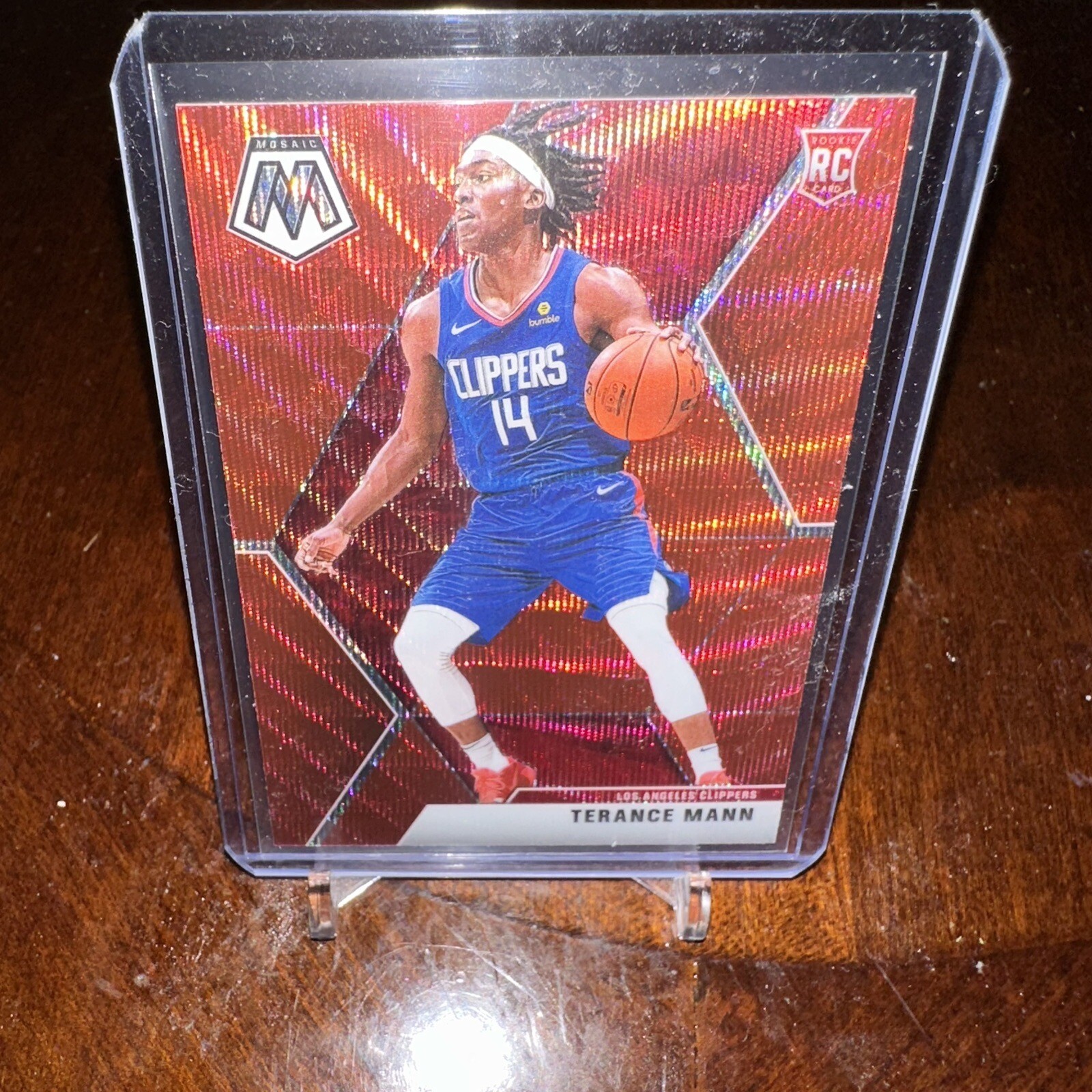 2019-20 Panini Mosaic Terance Mann Tmall Red Wave Prizm Rookie Card RC SP #246