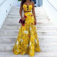 Women's Sexy Slim Sling Maxi Dress Lady Casual Ball Gown Printing Party Dresses