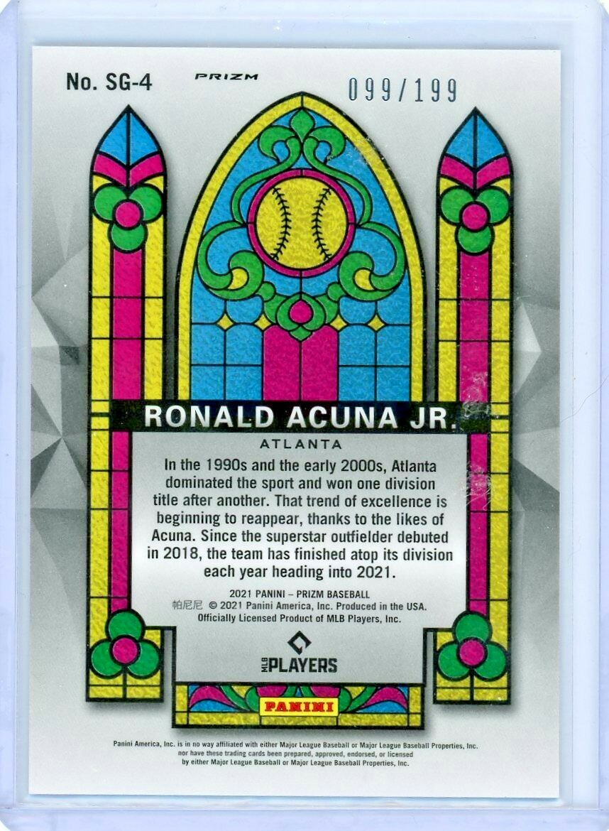 2021 PANINI PRIZM RONALD ACUNA JR. STAINED GLASS BLUE DONUT