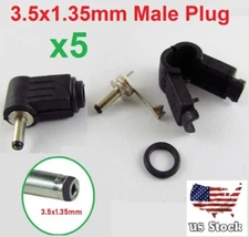 5 Pieces Right Angle 3.5x 1.35mm DC Power Male Plug Soldering Connector