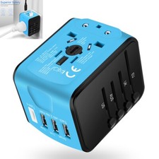 Universal International Travel Adapter 3 USB Type-C Charger Convert Wall Power