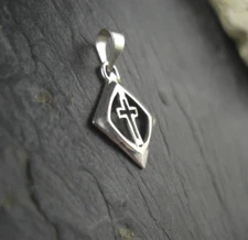 Pendant Necklace Cross Edged 925 Sterling Silver