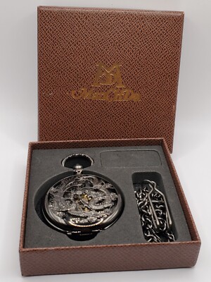 ManChDa Men's Mechanical Skeleton Pocket Watch 50mm Round Bronze