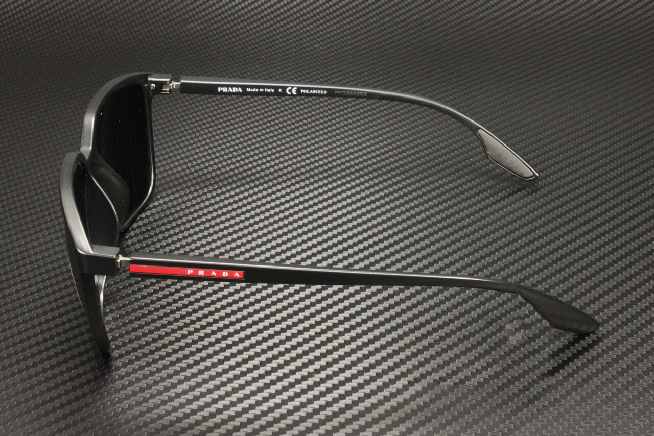 PRADA LINEA ROSSA PS 06VS 1BO5Z1 Black Grey Polarized 58 mm Men's