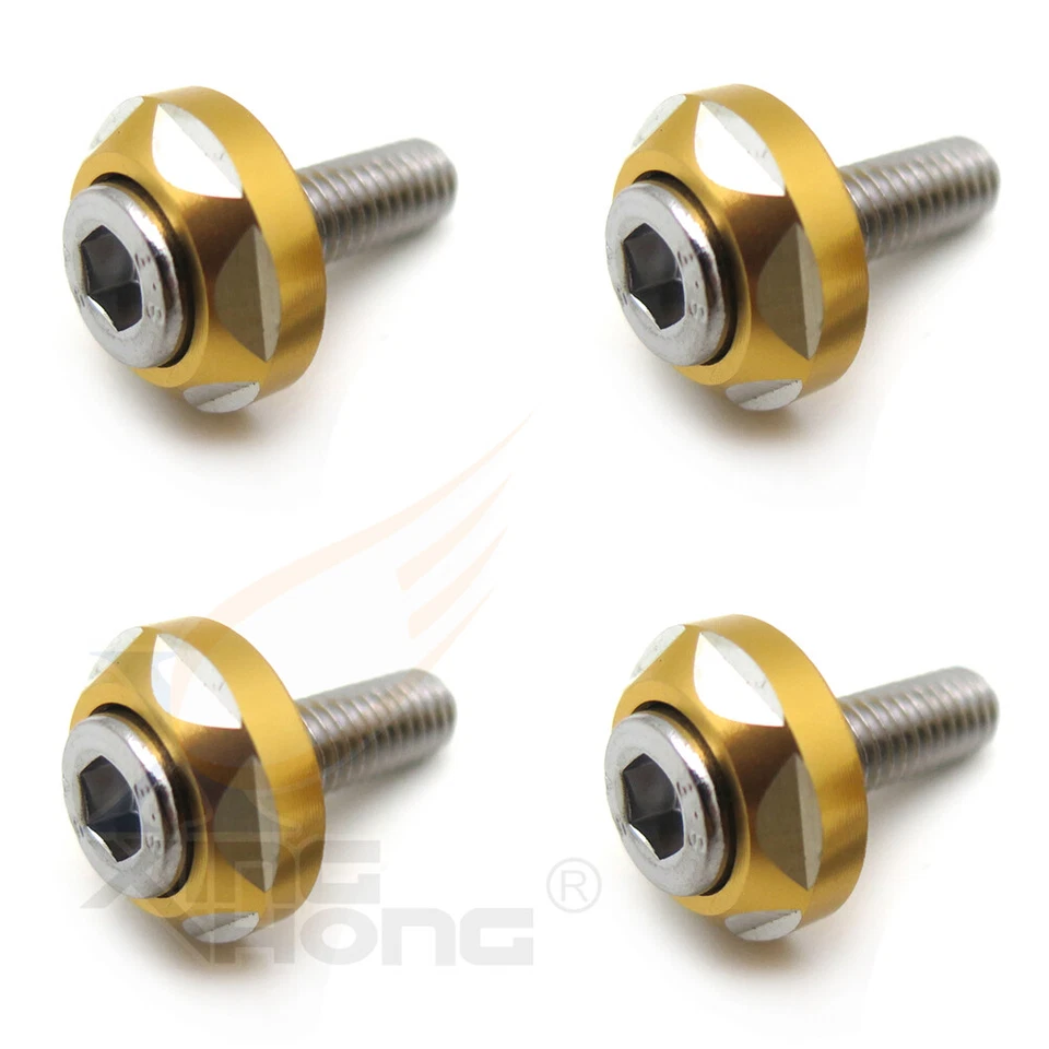 Diâmetro de rosca 6mm 4 peças parafusos de ouro parafusos de placa decorativa para motor de carro - Imagem 4 de 4