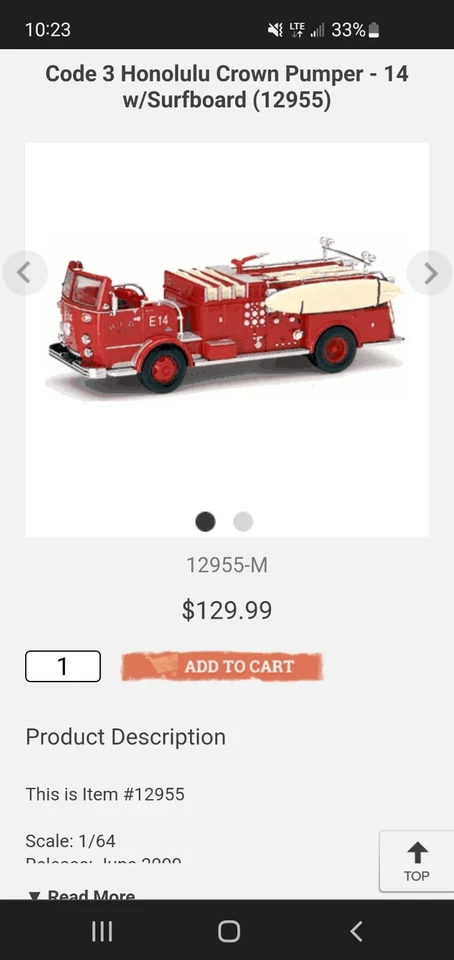 code 3 collectibles 1:64 #12955 HONOLULU FIRE DEPARTMENT - Image 2 of 4