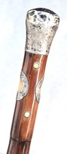 Vintage Antique Sterling Silver Bamboo Knob Swagger Walking Stick Cane Old