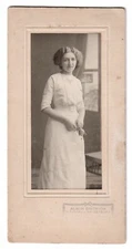 X4 Cabinet Photo * Young Lady with Flowers * Statue Glauchau around 1910
