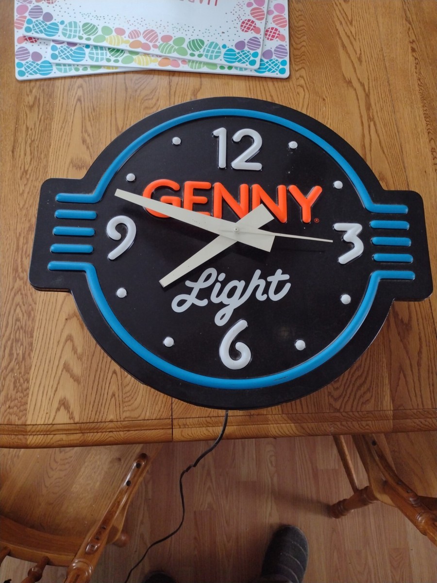Antique Genny Light Ale Beer lighted clock Advertising Sign early