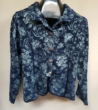 Pacific Blvd Womens Large Blue Floral Button Front Blazer Jacket Collared Casual