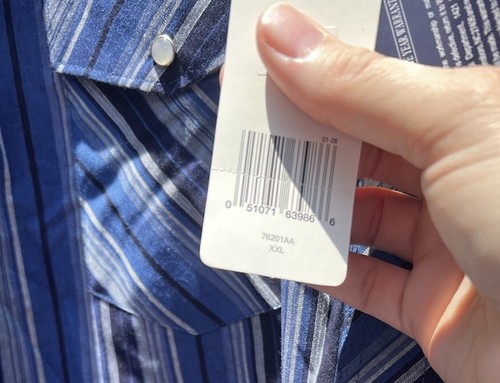 Camicia wrangler western, a righe blu, maniche corte, a scatto perla, taglia 2XL uomo - Foto 4 di 9