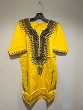 African clothing for men-Dashiki m-7X yellow
