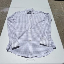 Vintage Polo Ralph Lauren White Blue Plaid Shirt L Long Sleeve Button Down