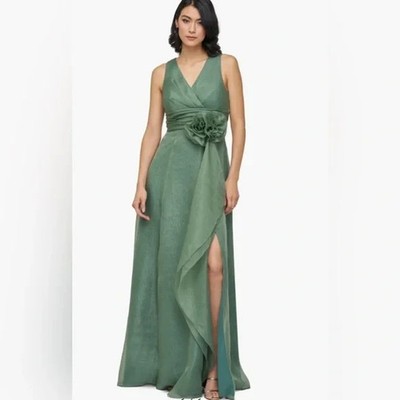 JS Collections Mallard Green Della Rosette Sleeveless Organza Gown Size 8 $298