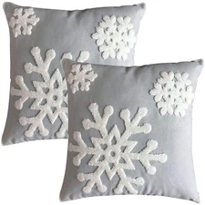 Elife Soft Square Christmas Snowflake Home Decorative Canvas Cotton Embroidery
