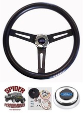 1965-1966 Ford Pickup Steering Wheel Blue Oval 13 12 Muscle Car Black 1965-1966 Ford Pickup Steering Wheel Blue Oval 13 12 Muscle Car Black