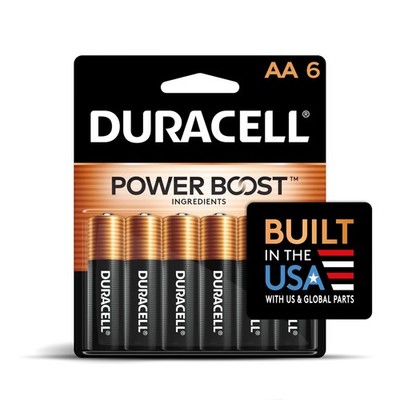 Duracell Coppertop Double AA Batteries with Power Boost Ingredients, 6 Count