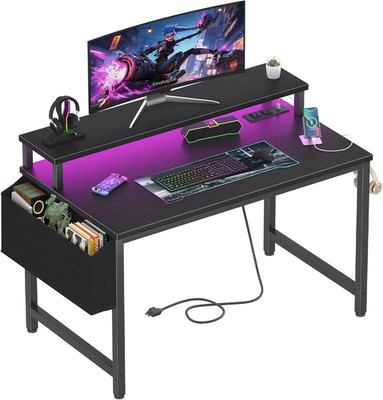 Compact Desk with Power Outlets & LED Lights - 32'' Study & Gaming Table