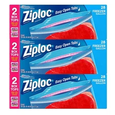 Ziploc Freezer Bags with Grip 'n Seal Technology, Gallon, 28 Count, Pack of 3
