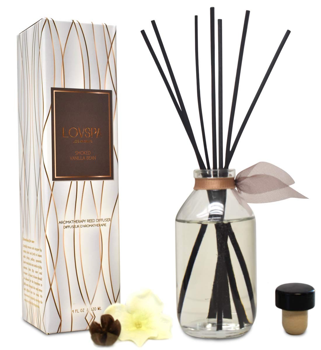 Reed Diffuser Set, Smoked Vanilla Scented Oil Diffuser with Sticks, Home Frag...-image