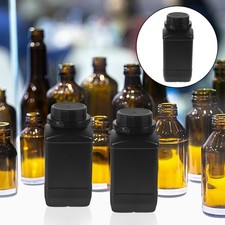 6Pcs Stackable Black Pe Plastic Wide Mouth Sample Bottles with Leakproof Caps