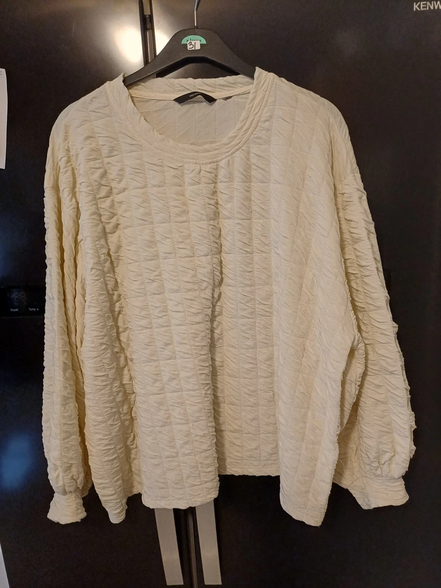 Ladies ivory quilted top blouse jumper size 24/26 vgc