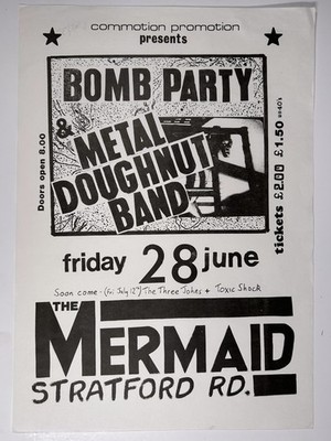 Bomb Party Poster Metal Doughnut Band Mermaid Stratford Road Birmingham 1985