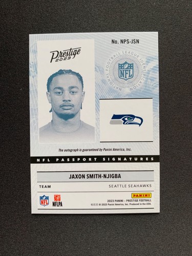 2023 Panini Prestige Jaxon Smith Njigba Passport Signatures Purple Ink Auto - Picture 2 of 2