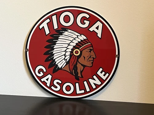 Hi Gloss Tioga Gasoline Gasoline Vintage  Style Metal Sign