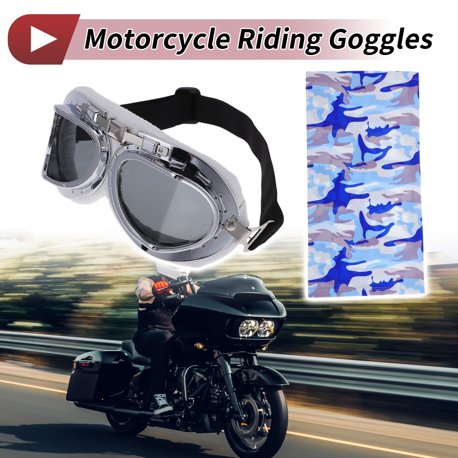 1 Juego de Gafas de Montar Motocicleta Gris Oscuro Lente Marco Blanco PC Ciclismo Gafas de Sol