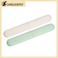 2Pcs Traveling Toothbrush Box Holders Case PP Green Beige 8.07''x1.22''x0.83''