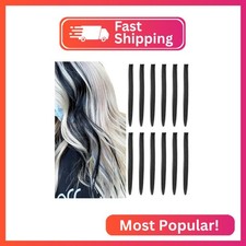 Colored Hair Extensions Clip In, 12 Pieces, Black