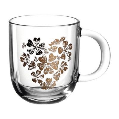 Leonardo EMOZIONE Kaffeetasse Teetasse Glas mit Blumenherzen Schwarz Gold 400 ml