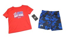 Under Armour Baby Boys Outfit Shorts Shirt Set Red Blue 12M 18M NWT