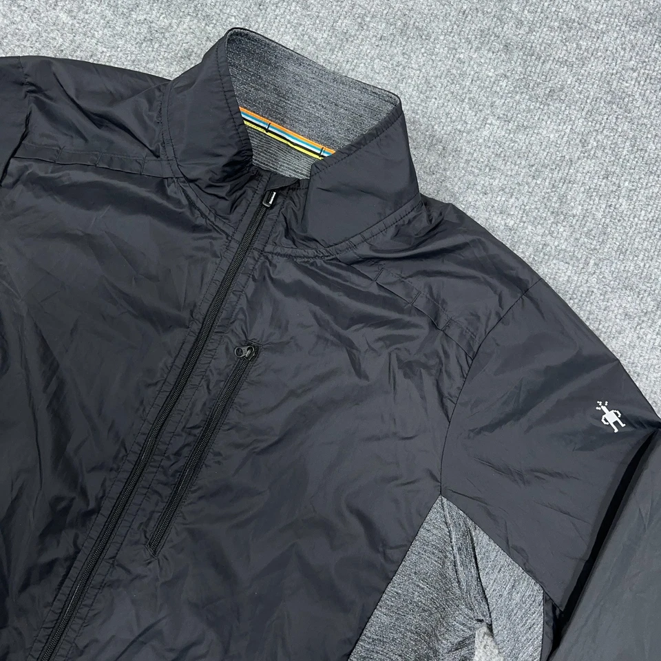 Smartwool Jacket Men Large Black Gray Merino Sport Ultra Light Full Zip Wind - Image 3 of 4