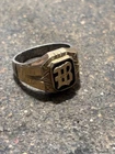 Vintage Ring Mens Initial ‘B’ Deco Onyx Sterling Silver 10k Gold Top Size 9 MCM