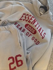 Essentials Fear of God Men's Tracksuit Set Hoodie Pants Gray Black Hooded Logo