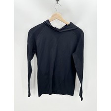 Zyia Black Compression Mesh Detail Hoodie Sweatshirt Pullover Womens Size Medium