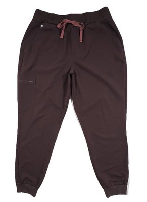 FIGS Womens XL Brown Zamora Jogger Scrub Pants Cargo Pocket Stretch Nurse EUC