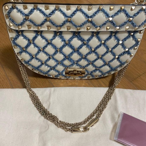 Valentino Leather Shoulder Bag White Authentic Crossbody Bag with Chain Strap