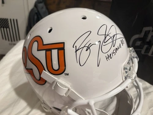 BARRY SANDERS autographed full sized Replica helmet OSU Lions Beckett Witness