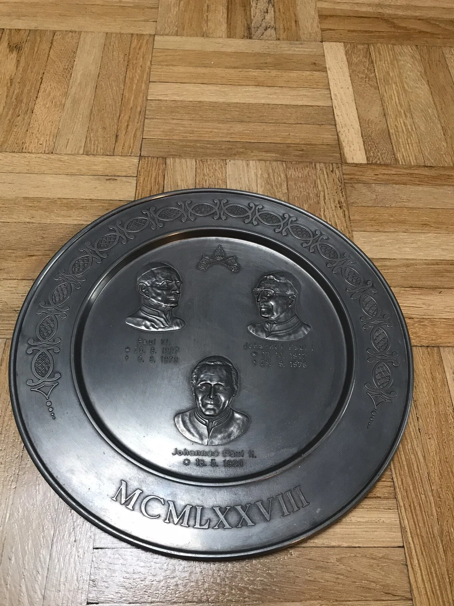 Zinn Teller Zinnteller Wandteller 1978 Papst 3 Päpste Gedenkteller 00377