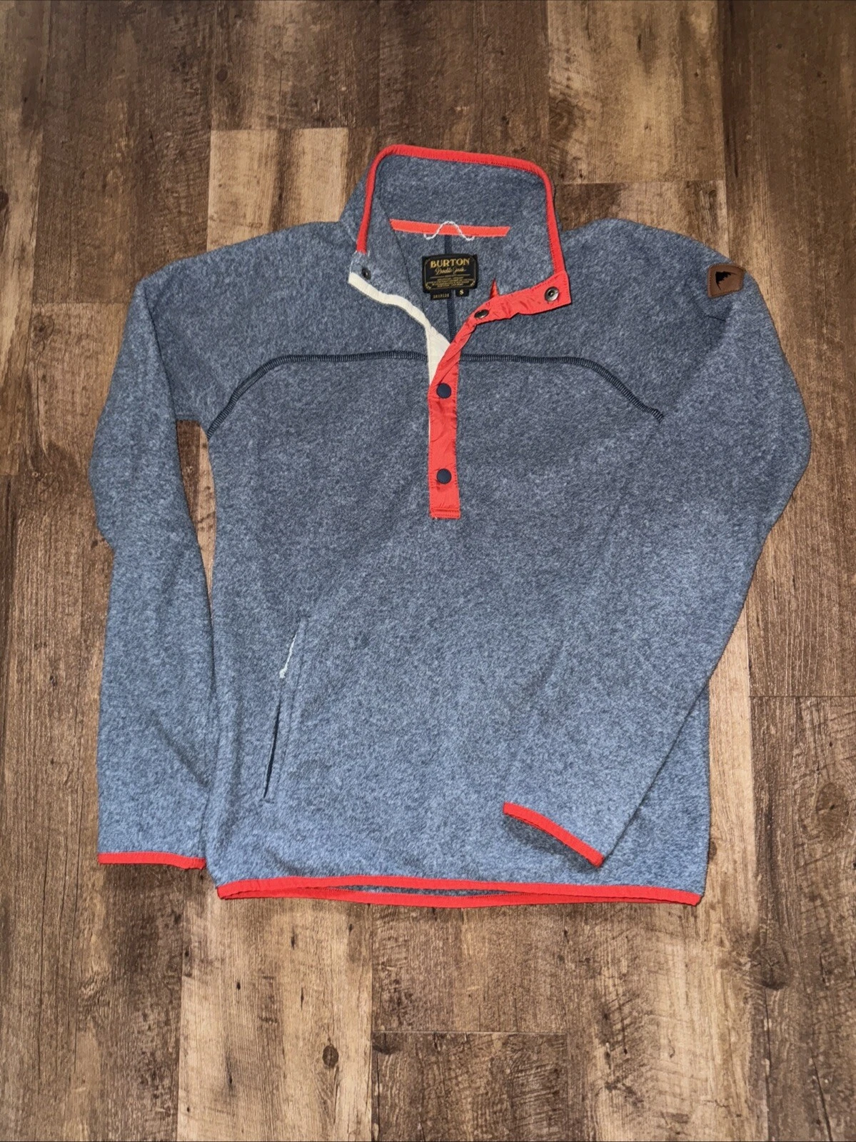 burton dry ride pullover snap outdoor red trim sweater