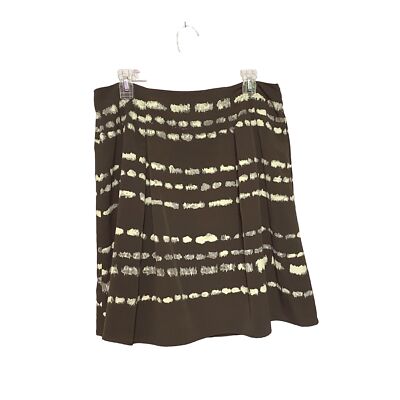 Simply Vera Vera Wang Semi-Pleated A-Line Skirt Brown & Ivory Women s 10