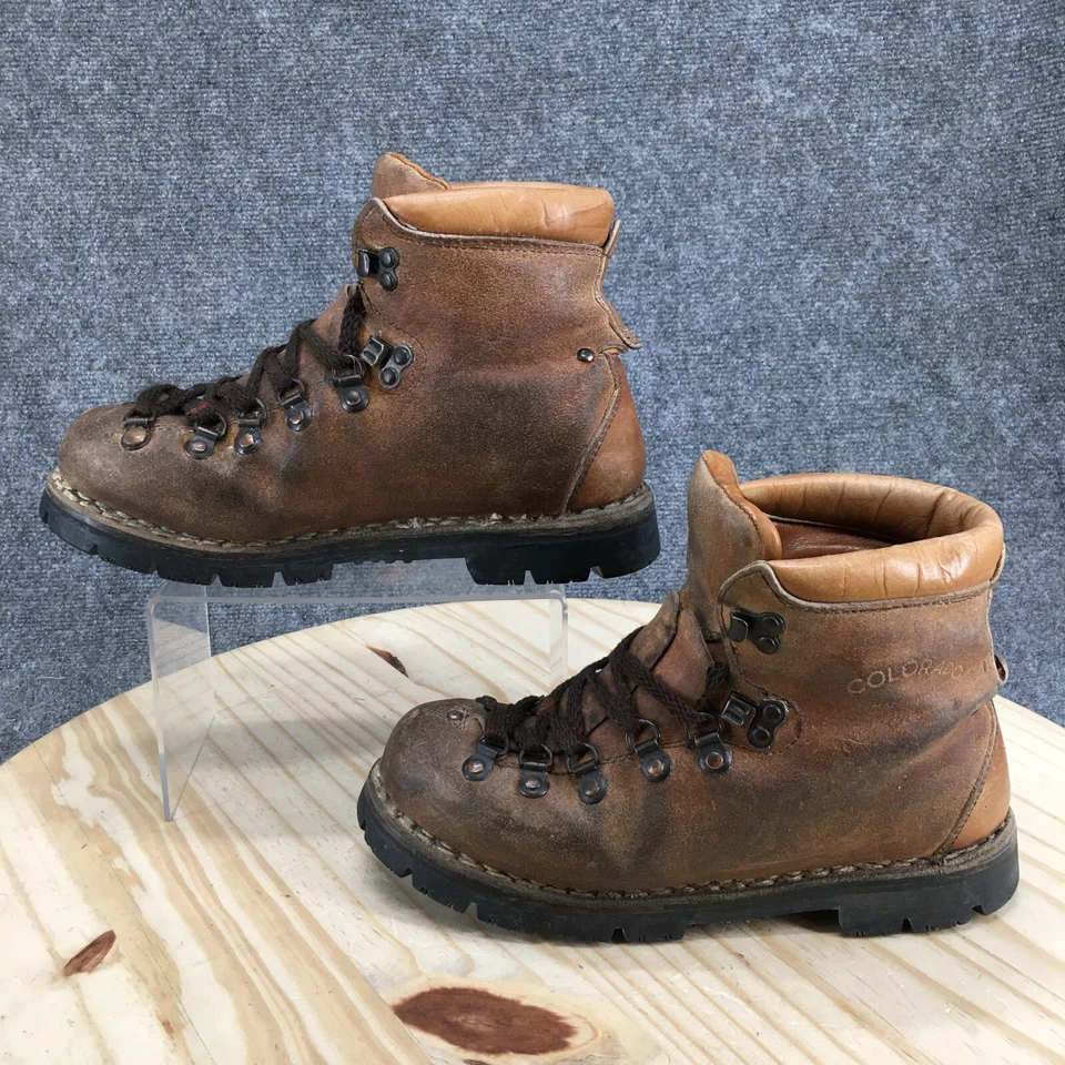 Colorado Botas de Senderismo Para Hombres 6 D Tobillo Cuero Marrón Con Cordones Punta Redonda Vibram Foto 2 de 4