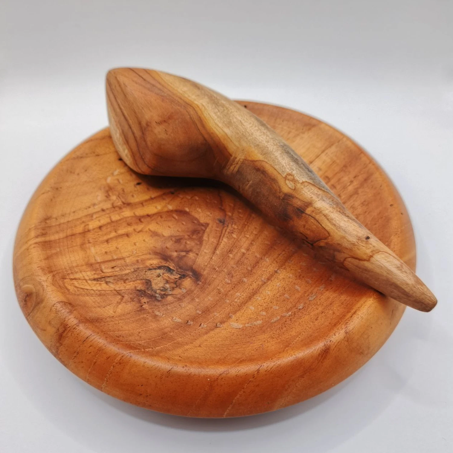 Traditional Wood Mortar & Pestle Set - Teak Wood Cobek for grind Herbs & Spices