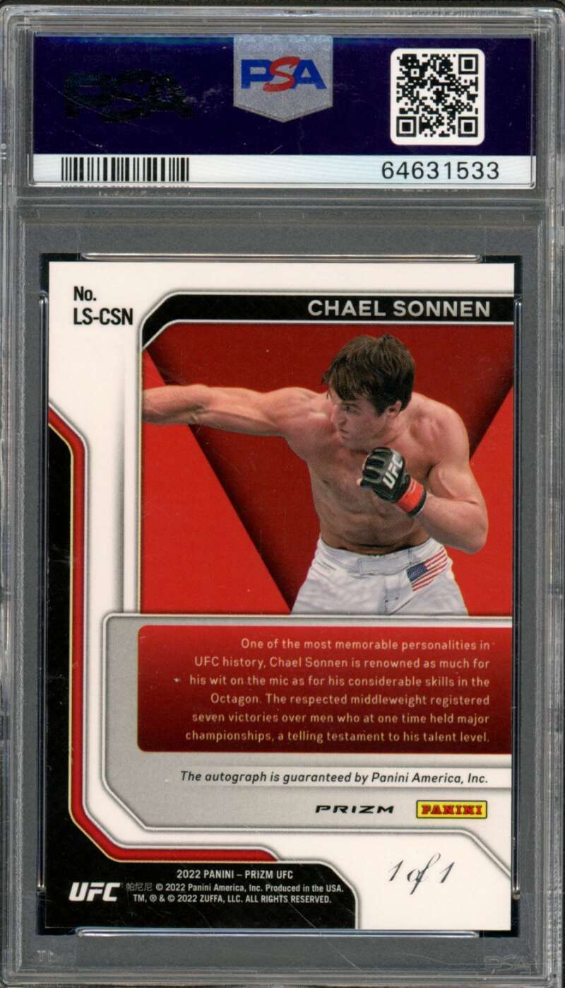 Chael Sonnen Card 2022 Prizm UFC Signature White Sparkle (1/1) #Lscsn PSA 10 view 2